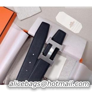 Luxury Cheap Hermes Constance Belt Buckle & Reversible Togo Calfskin Leather Strap 3.8cm 0108 Black/Silver 2025