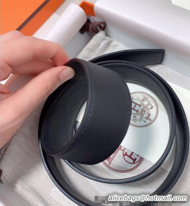 Luxury Cheap Hermes Constance Belt Buckle & Reversible Togo Calfskin Leather Strap 3.8cm 0108 Black/Silver 2025