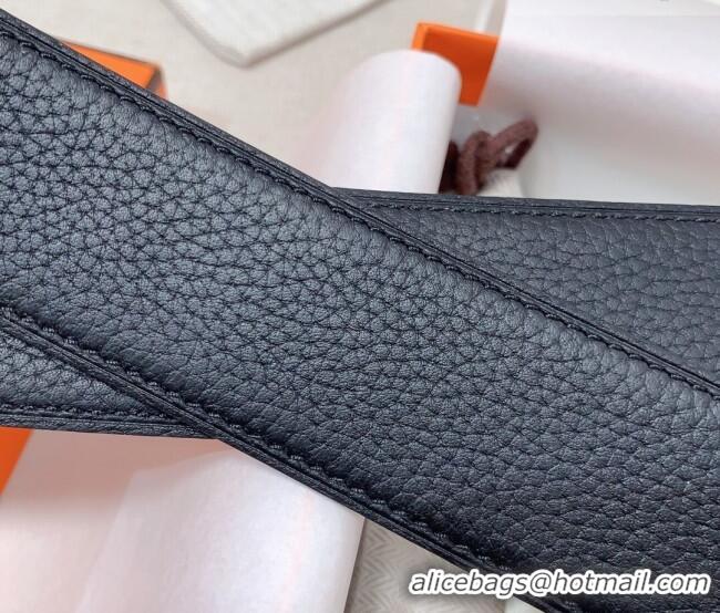 Luxury Cheap Hermes Constance Belt Buckle & Reversible Togo Calfskin Leather Strap 3.8cm 0108 Black/Silver 2025