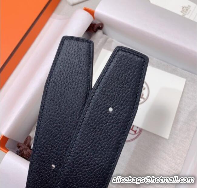 Luxury Cheap Hermes Constance Belt Buckle & Reversible Togo Calfskin Leather Strap 3.8cm 0108 Black/Silver 2025