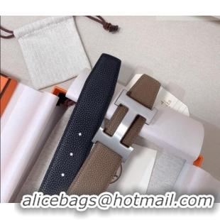 Trendy Design Hermes Constance Belt Buckle & Reversible Togo Calfskin Leather Strap 3.8cm 0108 Black/Grey 2025