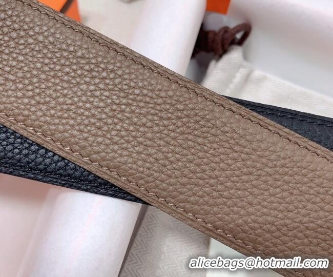 Trendy Design Hermes Constance Belt Buckle & Reversible Togo Calfskin Leather Strap 3.8cm 0108 Black/Grey 2025