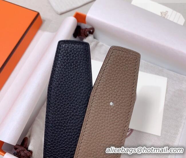 Trendy Design Hermes Constance Belt Buckle & Reversible Togo Calfskin Leather Strap 3.8cm 0108 Black/Grey 2025