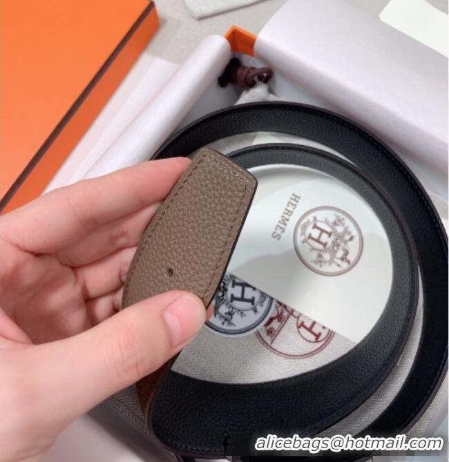Trendy Design Hermes Constance Belt Buckle & Reversible Togo Calfskin Leather Strap 3.8cm 0108 Black/Grey 2025
