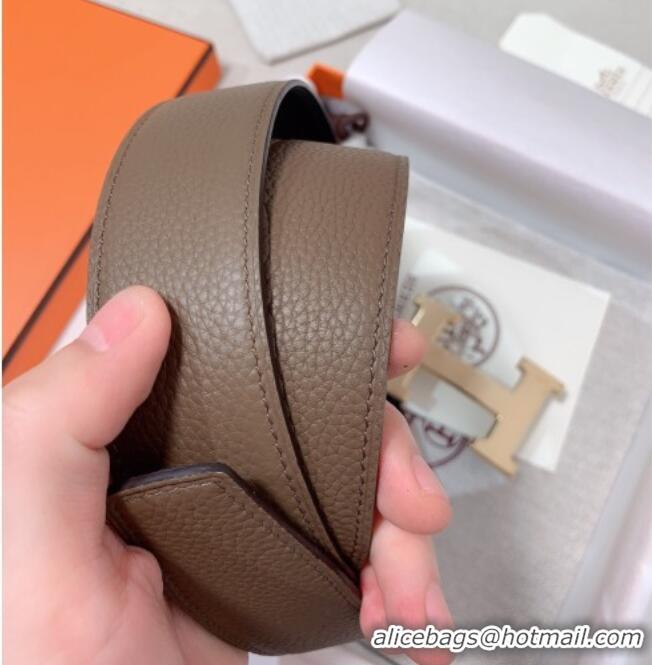 Trendy Design Hermes Constance Belt Buckle & Reversible Togo Calfskin Leather Strap 3.8cm 0108 Black/Grey 2025