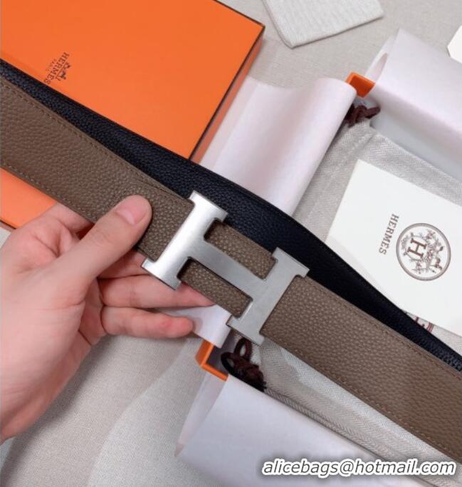 Trendy Design Hermes Constance Belt Buckle & Reversible Togo Calfskin Leather Strap 3.8cm 0108 Black/Grey 2025