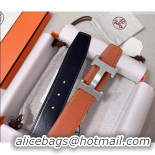 Luxury Cheap Hermes Constance Belt Buckle & Reversible Calfskin Leather Strap 3.8cm 010802 Brown/Silver 2025