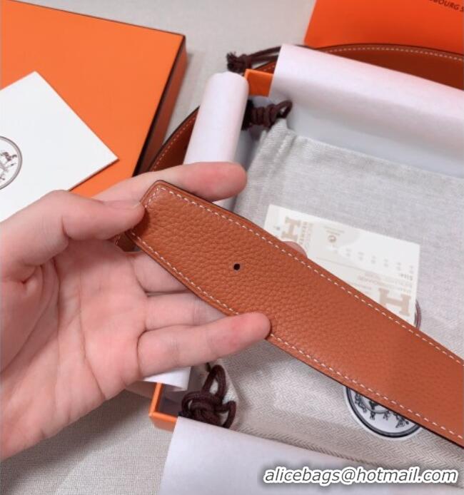 Luxury Cheap Hermes Constance Belt Buckle & Reversible Calfskin Leather Strap 3.8cm 010802 Brown/Silver 2025