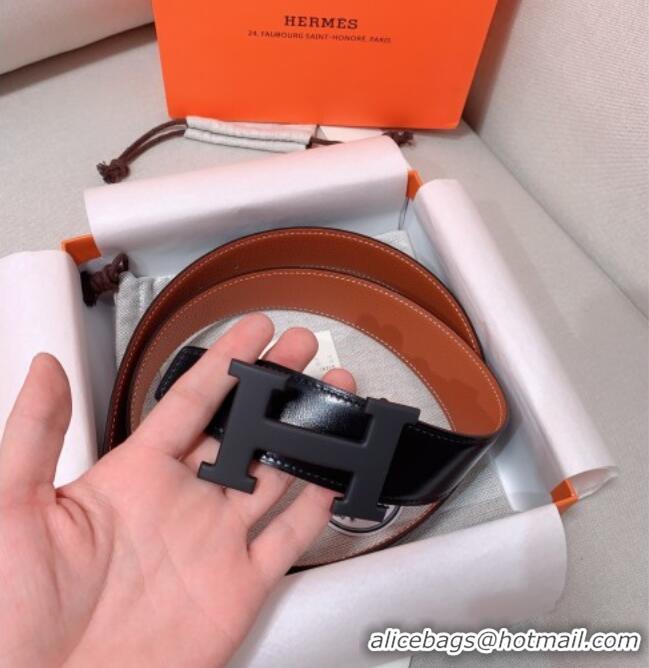 Luxury Cheap Hermes Constance Belt Buckle & Reversible Calfskin Leather Strap 3.8cm 010802 Brown/Black 2025