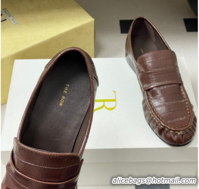 Shop Duplicate The Row Loafers in Eel Embossed Leather TR022402 Brown 2026