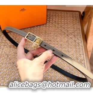 Well Crafted Hermes Women's Lucky Locker Belt 1.5cm in Epsom Leather 9131 Grey/Gold 2025