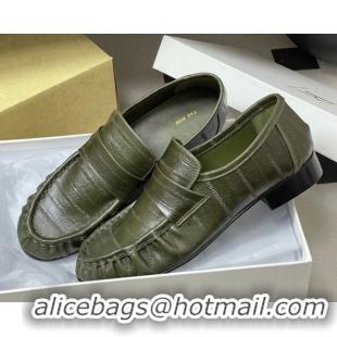 Low Cost The Row Loafers in Eel Embossed Leather TR022402 Green 2026