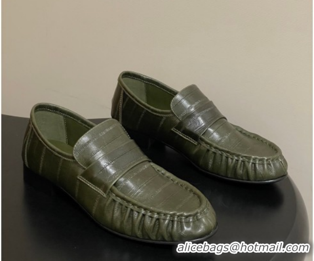Low Cost The Row Loafers in Eel Embossed Leather TR022402 Green 2026