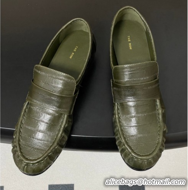 Low Cost The Row Loafers in Eel Embossed Leather TR022402 Green 2026