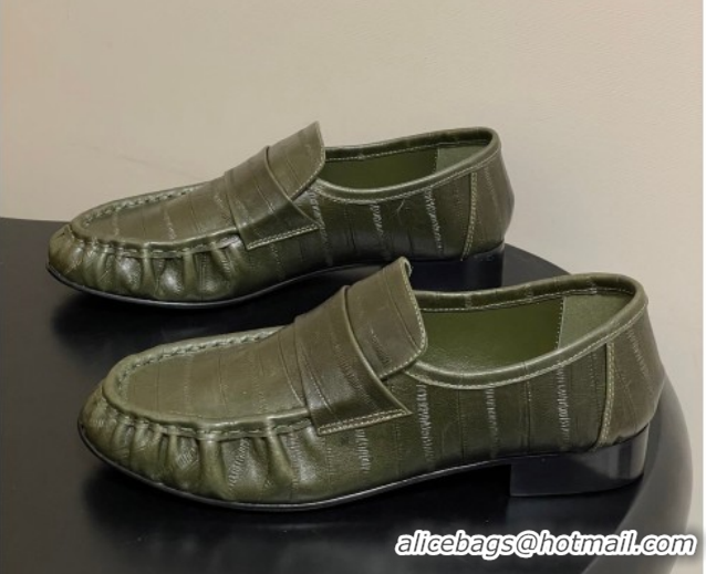 Low Cost The Row Loafers in Eel Embossed Leather TR022402 Green 2026
