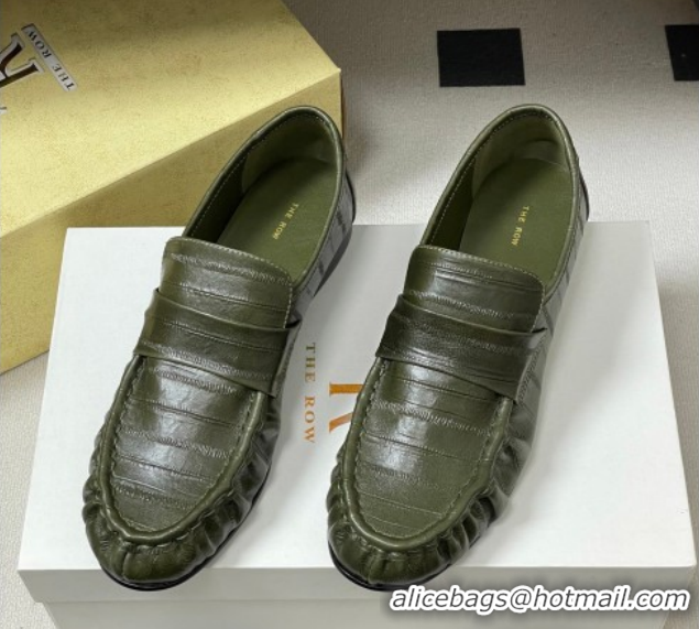 Low Cost The Row Loafers in Eel Embossed Leather TR022402 Green 2026