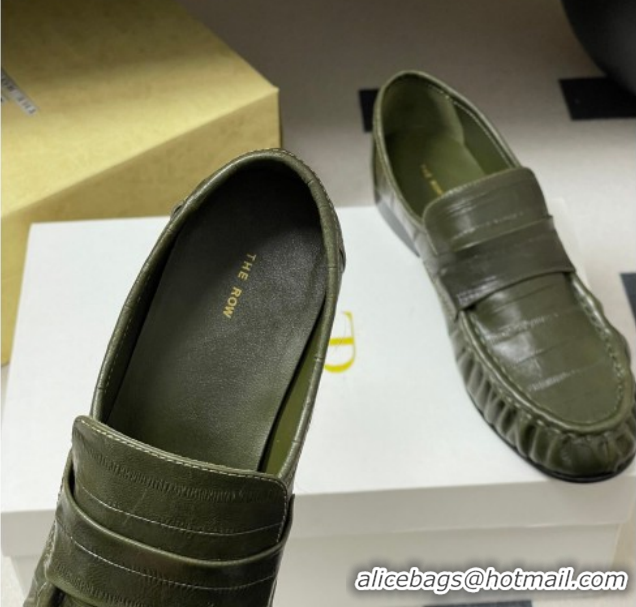Low Cost The Row Loafers in Eel Embossed Leather TR022402 Green 2026