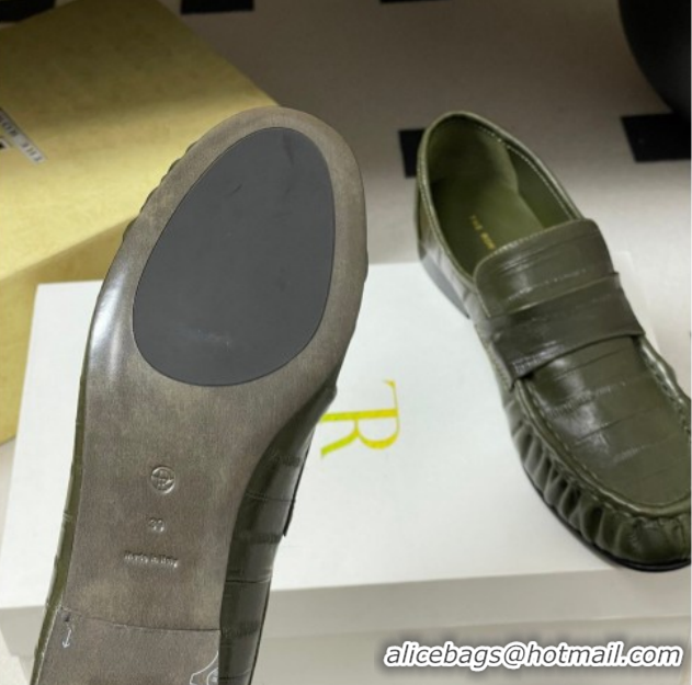 Low Cost The Row Loafers in Eel Embossed Leather TR022402 Green 2026