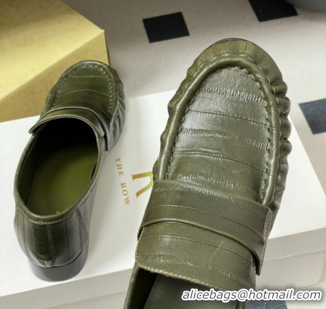 Low Cost The Row Loafers in Eel Embossed Leather TR022402 Green 2026