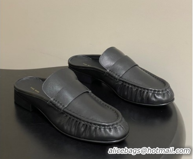 Luxury Cheap The Row Flat Mules in Calfskin Leather TR022402 Black 2026