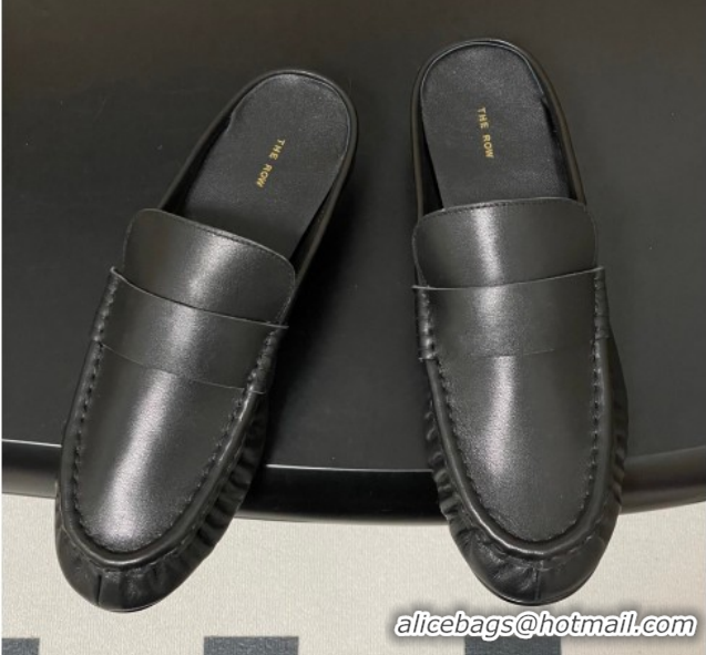 Luxury Cheap The Row Flat Mules in Calfskin Leather TR022402 Black 2026
