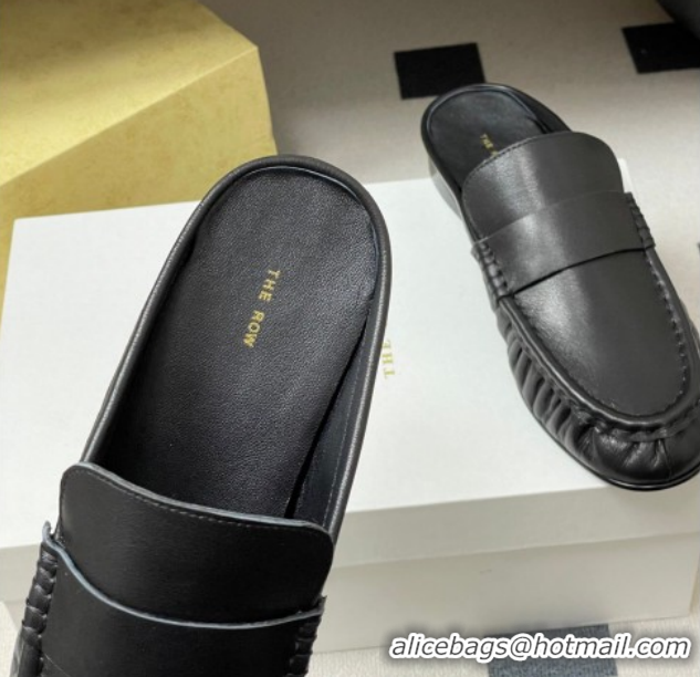 Luxury Cheap The Row Flat Mules in Calfskin Leather TR022402 Black 2026