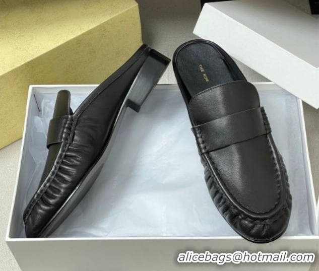Luxury Cheap The Row Flat Mules in Calfskin Leather TR022402 Black 2026