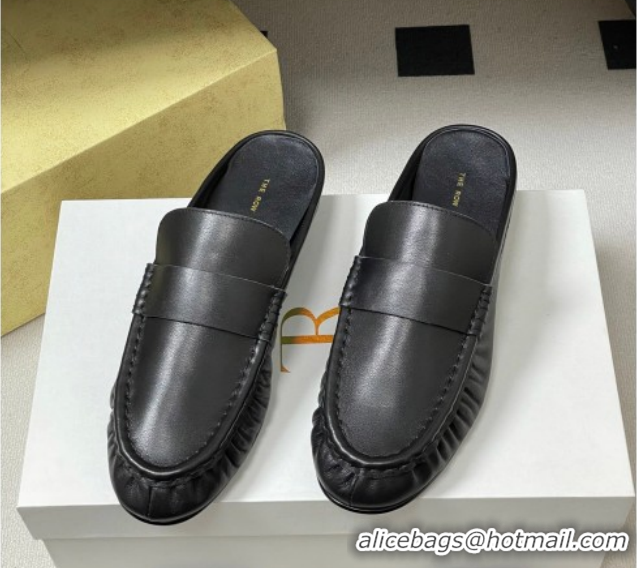 Luxury Cheap The Row Flat Mules in Calfskin Leather TR022402 Black 2026