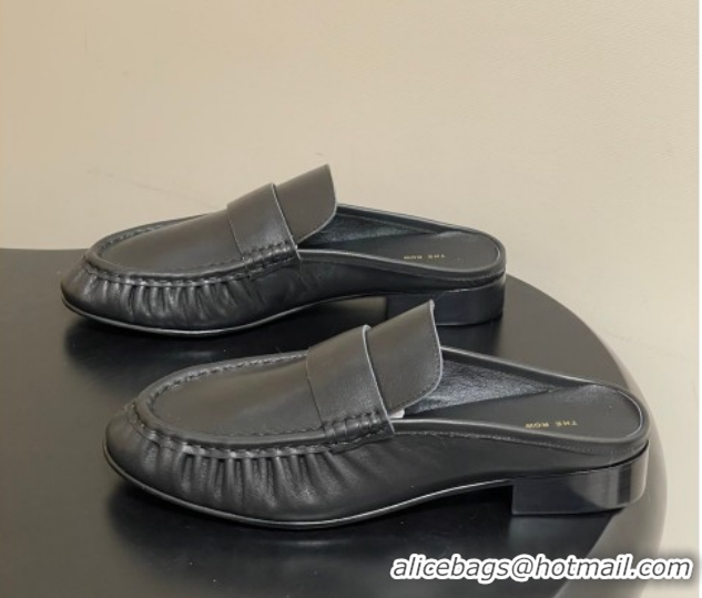 Luxury Cheap The Row Flat Mules in Calfskin Leather TR022402 Black 2026