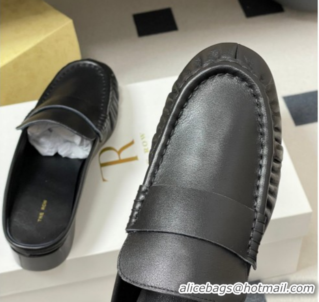 Luxury Cheap The Row Flat Mules in Calfskin Leather TR022402 Black 2026
