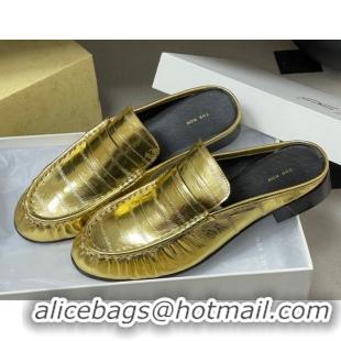 Luxury The Row Flat Mules in Calfskin Leather TR022402 Gold 2026