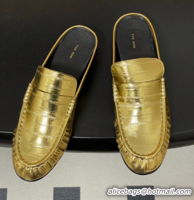 Luxury The Row Flat Mules in Calfskin Leather TR022402 Gold 2026