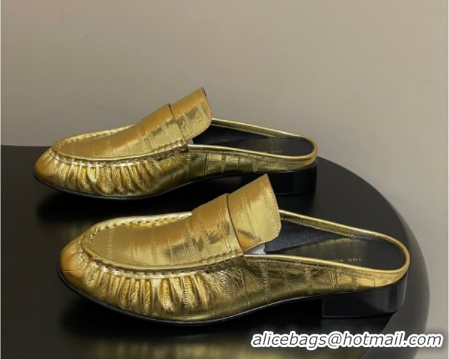 Luxury The Row Flat Mules in Calfskin Leather TR022402 Gold 2026