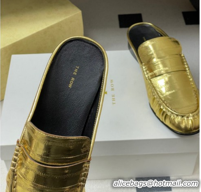 Luxury The Row Flat Mules in Calfskin Leather TR022402 Gold 2026