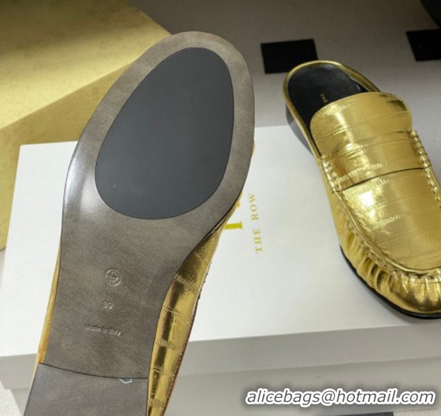Luxury The Row Flat Mules in Calfskin Leather TR022402 Gold 2026