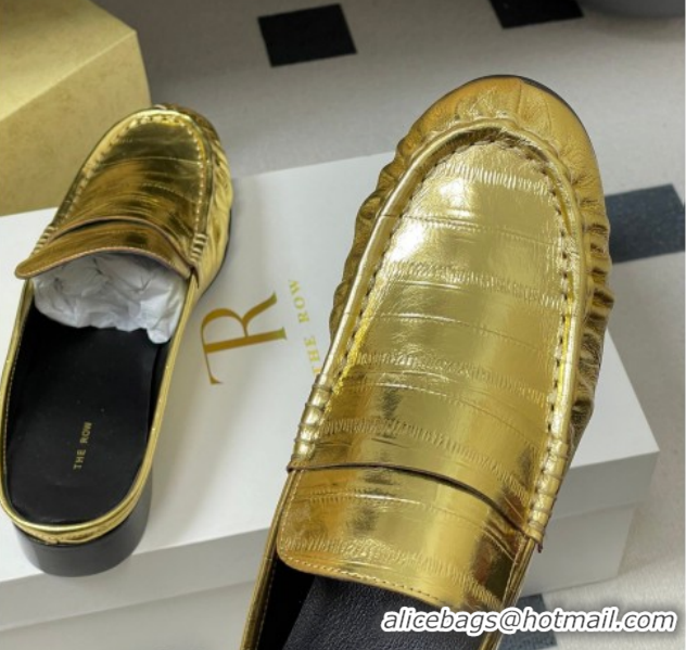 Luxury The Row Flat Mules in Calfskin Leather TR022402 Gold 2026