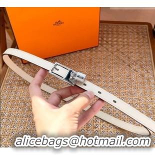 Best Product Hermes Women's Lucky Locker Belt 1.5cm in Epsom Leather 9131 White/Silver 2025