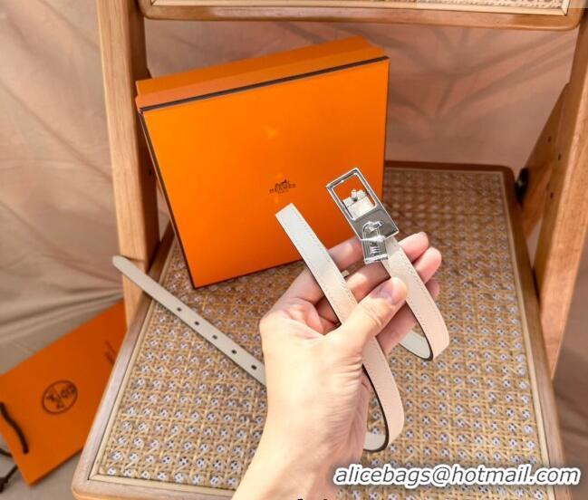 Best Product Hermes Women's Lucky Locker Belt 1.5cm in Epsom Leather 9131 White/Silver 2025