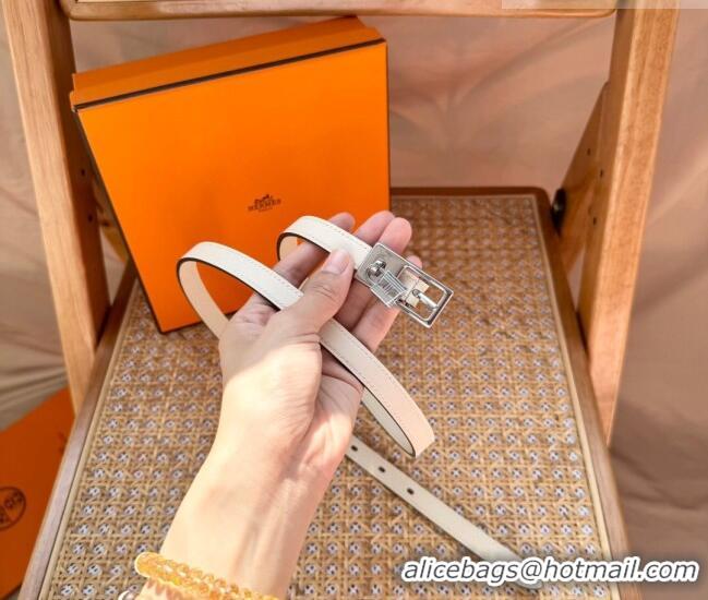 Best Product Hermes Women's Lucky Locker Belt 1.5cm in Epsom Leather 9131 White/Silver 2025