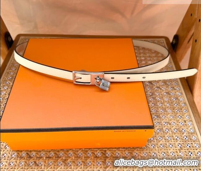 Best Product Hermes Women's Lucky Locker Belt 1.5cm in Epsom Leather 9131 White/Silver 2025