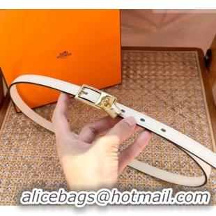 Grade Quality Hermes Women's Lucky Locker Belt 1.5cm in Epsom Leather 9131 White/Gold 2025