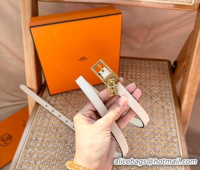 Grade Quality Hermes Women's Lucky Locker Belt 1.5cm in Epsom Leather 9131 White/Gold 2025