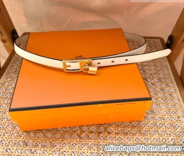 Grade Quality Hermes Women's Lucky Locker Belt 1.5cm in Epsom Leather 9131 White/Gold 2025