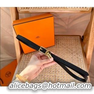 Promotional Hermes Women's Lucky Locker Belt 1.5cm in Epsom Leather 9131 Black/Gold 2025