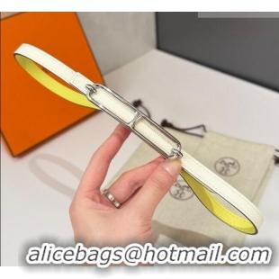 Promotional Hermes Roulis belt buckle & Reversible leather strap 1.3cm 0314 White/Yellow/Silver 2025