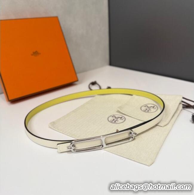 Promotional Hermes Roulis belt buckle & Reversible leather strap 1.3cm 0314 White/Yellow/Silver 2025