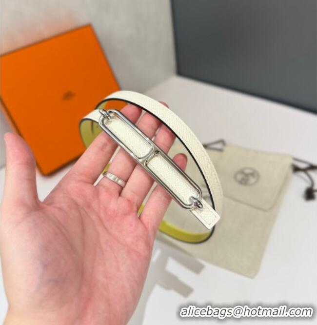 Promotional Hermes Roulis belt buckle & Reversible leather strap 1.3cm 0314 White/Yellow/Silver 2025