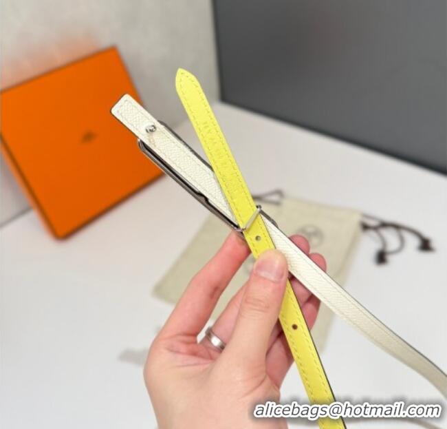 Promotional Hermes Roulis belt buckle & Reversible leather strap 1.3cm 0314 White/Yellow/Silver 2025