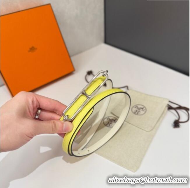 Promotional Hermes Roulis belt buckle & Reversible leather strap 1.3cm 0314 White/Yellow/Silver 2025