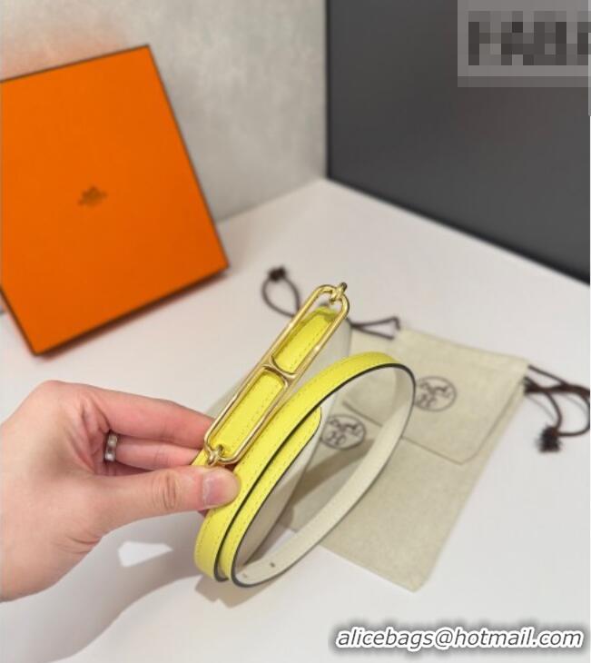 Discount Hermes Roulis belt buckle & Reversible leather strap 1.3cm 0314 White/Yellow/Gold 2025